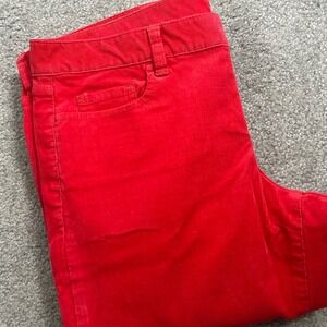 J.Crew Corduroy City Fit Pants Poppy Red Straight Leg Size 32R Stretch Trousers
